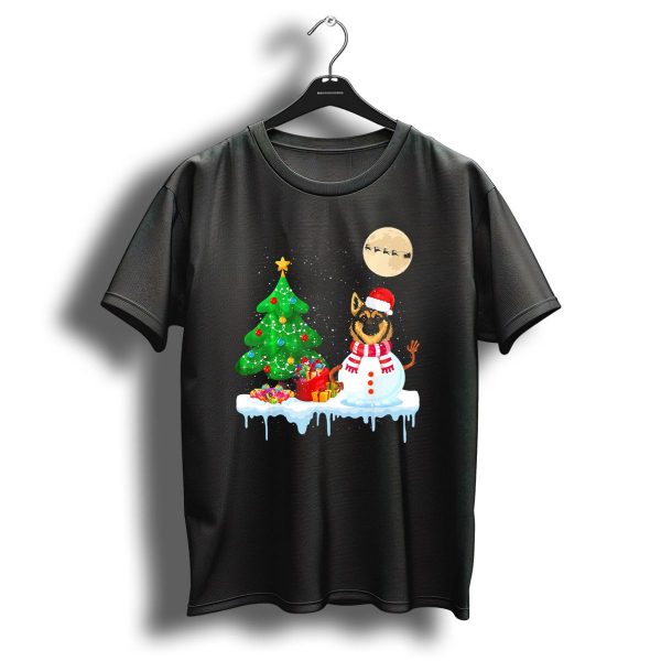 German Shepherd Snowman Christmas Tree Santa Hat T Shirt 1 t shirt 1