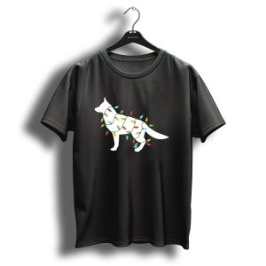 German Shepherd Wrapped In Christmas Lights T Shirt