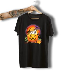 German Shorthaired Pointer Halloween Pumpkin Witch Hat Broomstick T-Shirt