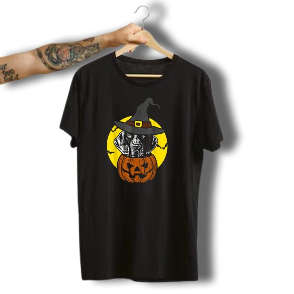 German Shorthaired Pointer Halloween Pumpkin Witch Hat Scary Bats Moon T Shirt t shirt 1