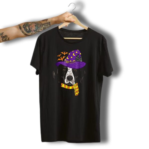 German Shorthaired Pointer With Halloween Witch Hat And Bats T Shirt 1 t shirt 1