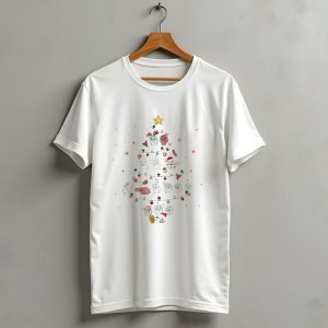 Gesture Christmas Tree Made Of Festive Hand Signs And Ornaments T Shirt 1