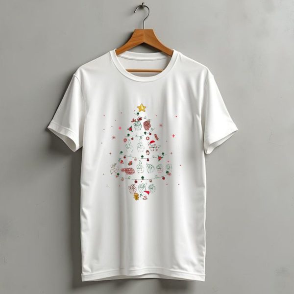 Gesture Christmas Tree Made Of Festive Hand Signs And Ornaments T Shirt 1 t shirt 1