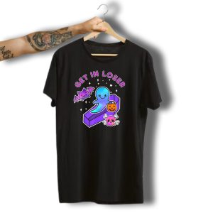Get In Loser Kawaii Pastel Goth Halloween Ghost Coffin With Bat And Pumpkin T-Shirt