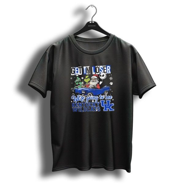 Get In Loser Santa Grinch Jack Skellington Driving Car Kentucky Wildcats Christmas T Shirt 1 t shirt 1