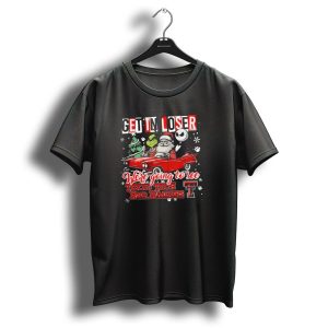 Get In Loser Santa Grinch Jack Skellington Driving Car To Texas Tech Red Raiders Christmas T-Shirt