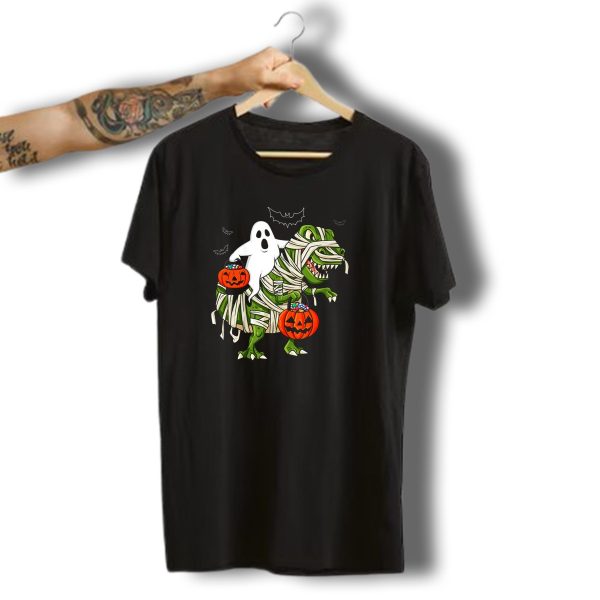 Ghost And Mummy T Rex Halloween Candy Adventure T Shirt t shirt 1