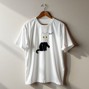 Ghost Cat Boo Meow Booeow Funny Cat Loves Halloween Masking Cat With Boo Text T-Shirt