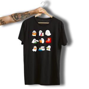 Ghosts Reading Books Halloween Spooky Library T-Shirt
