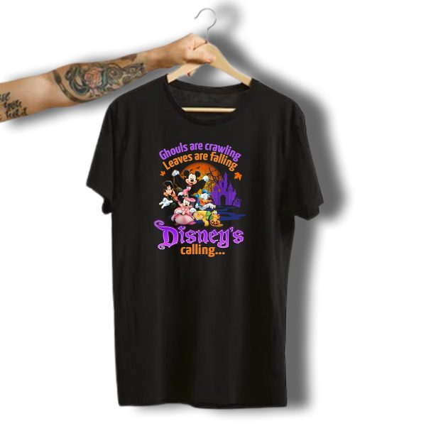 Ghouls Are Crawling Leaves Are Falling Disneys Calling Mickey Mouse And Friends Halloween Castle T Shirt t shirt 1