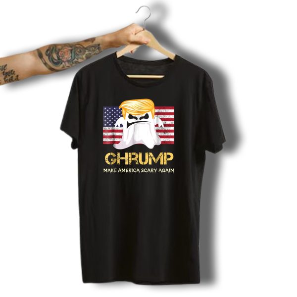 Ghrump Make America Scary Again Halloween Ghost Usa Flag T Shirt t shirt 1