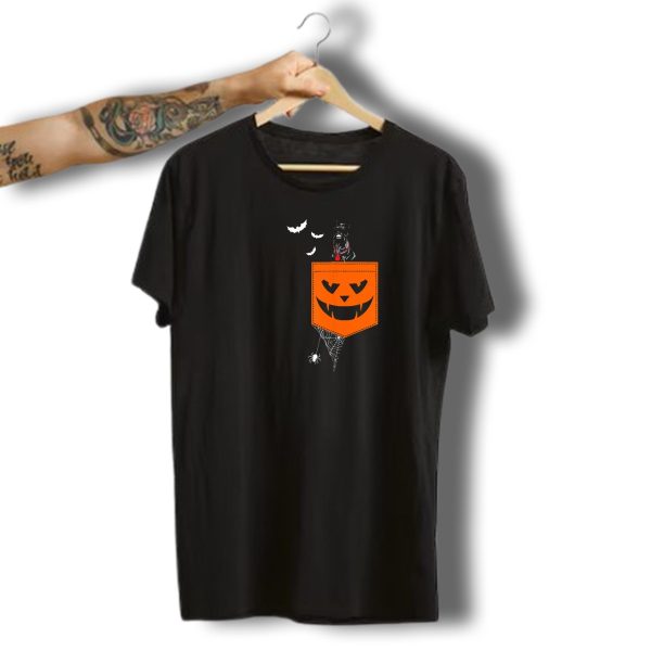 Giant Schnauzer Halloween Pocket With Bats And Spiderweb T Shirt t shirt 1