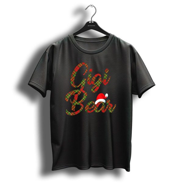 Gigi Bear Red Plaid Family Buffalo Christmas Santa Hat Matching T Shirt 1 t shirt 1