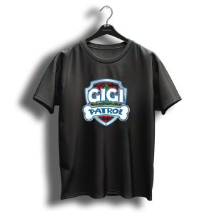 Gigi Patrol Christmas Dog Plaid Badge T-Shirt