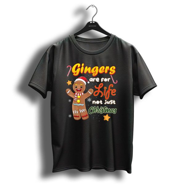 Gingers Are For Life Not Just Christmas Gingerbread Cookie With Candy Cane And Santa Hat T Shirt 1 t shirt 1