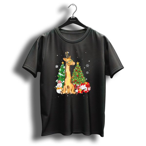 Giraffe Christmas Tree Glasses Snowman Presents Holiday Lover T Shirt 1 t shirt 1