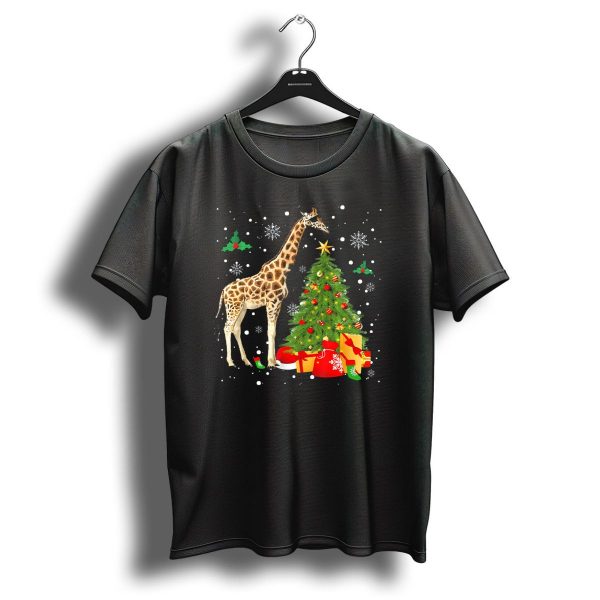 Giraffe Christmas Tree With Gifts And Snowflakes Funny Holiday Love T Shirt 1 t shirt 1