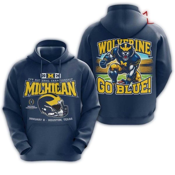 Go Blue CFP National Championship Michigan Wolverines AOP Hoodie 1