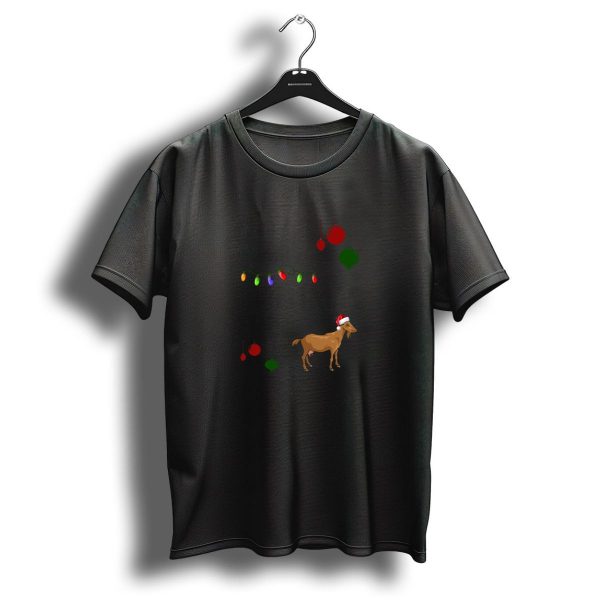 Goat Around The Christmas Tree With Lights And Ornaments T Shirt 1 t shirt 1