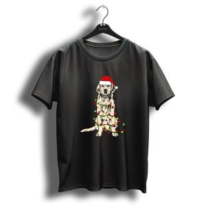Golden Retriever Christmas Lights Santa Hat Holiday T Shirt