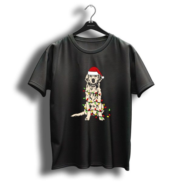 Golden Retriever Christmas Lights Santa Hat Holiday T Shirt 1 t shirt 1