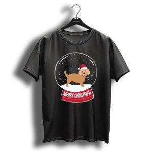 Golden Retriever In Santa Hat Merry Christmas Snowball Scene T Shirt