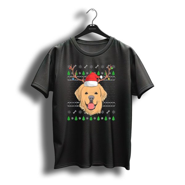 Golden Retriever Santa Claus Hat Christmas Antlers Ugl T Shirt t shirt 1