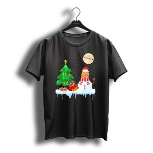 Golden Retriever Snowman Christmas Tree Santa Moon Sleigh T-Shirt