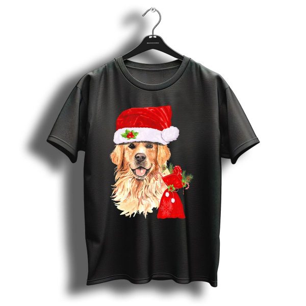 Golden Retriever With Santa Hat And Christmas Stocking T Shirt 1 t shirt 1