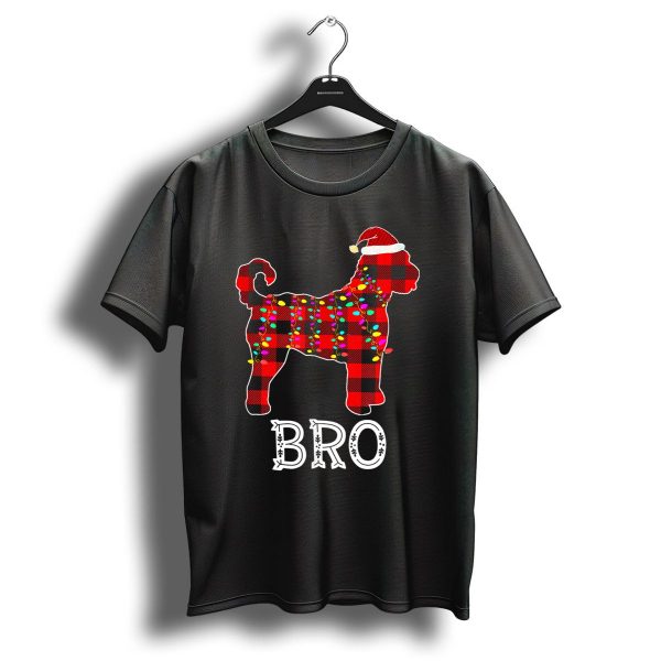 Goldendoodle Bro Christmas Lights Buffalo Plaid Santa Hat T Shirt 1 t shirt 1