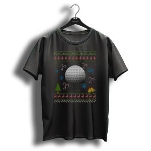 Golf Ball Christmas Ugly Sweater Golfing Holiday Reindeer Snowflakes Candy Canes Tree T Shirt