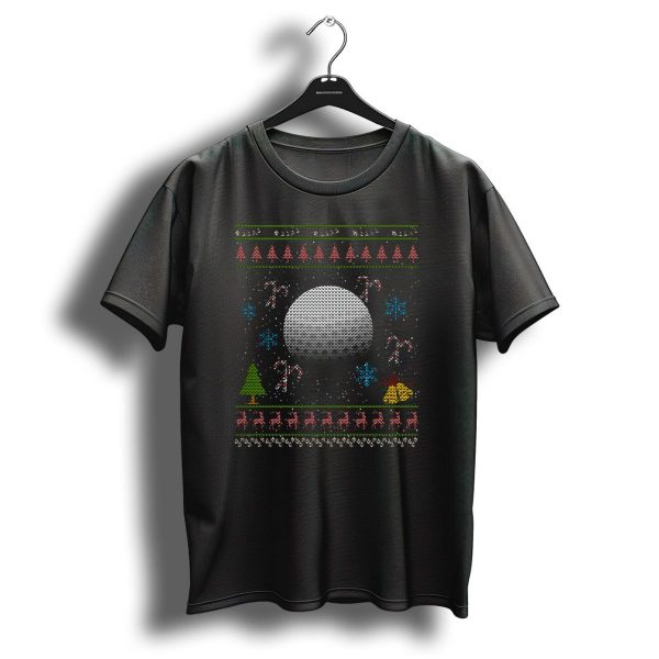 Golf Ball Christmas Ugly Sweater Golfing Holiday Reindeer Snowflakes Candy Canes Tree T Shirt 1 t shirt 1