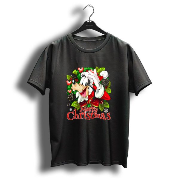 Goofy Merry Christmas Wreath Santa Hat Pinecones Snowflakes And Holly T Shirt 1 t shirt 1