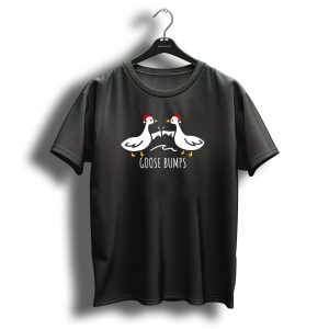 Goose Bumps Christmas Geese With Santa Hats T Shirt
