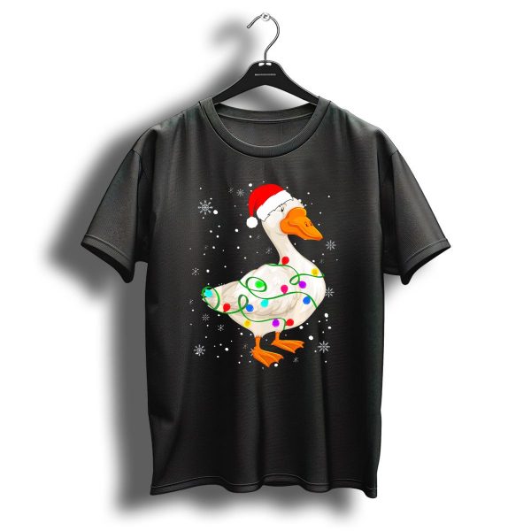 Goose With Christmas Lights Snowflakes Festive Santa Hat Matching Fam T Shirt 1 t shirt 1