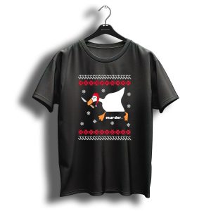 Goose With Knife Santa Hat Murder Christmas T Shirt