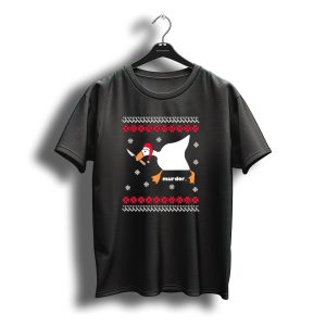 Goose With Knife Santa Hat Murder Christmas T-Shirt