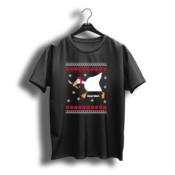 Goose With Knife Santa Hat Murder Christmas T Shirt t shirt 1