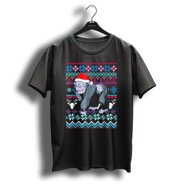 Gorilla Ugly Christmas Style Santa Hat Festive T Shirt 1 t shirt 1