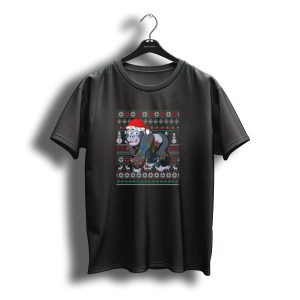 Gorilla Ugly Christmas Xmas Lights Santa Hat Snowflakes Reindeer Snowman T-Shirt