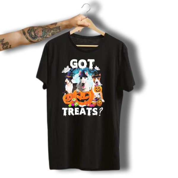 Got Treats Bull Terrier Halloween Ghosts Pumpkins T Shirt t shirt 1 1