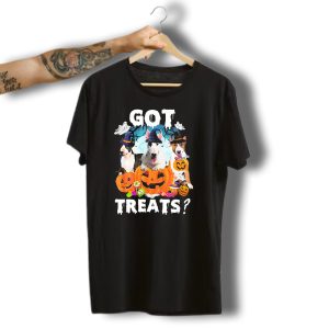 Got Treats Bull Terrier Halloween Ghosts Pumpkins T-Shirt