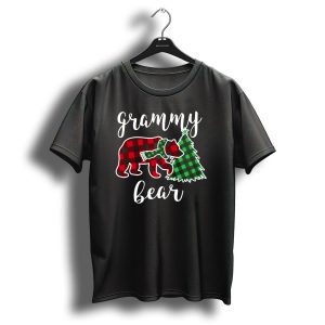 Grammy Bear Buffalo Plaid Christmas Tree Scarf T Shirt
