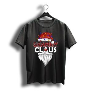 Grammy Claus Christmas Lights Santa Hat Beard T-Shirt