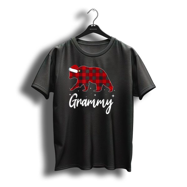 Grammy Red Plaid Bear Christmas Santa Hat T Shirt t shirt 1