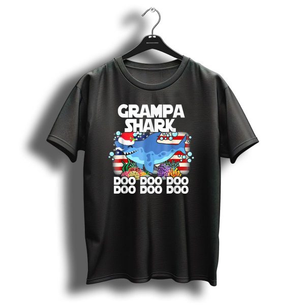 Grampa Shark Doo Doo Christmas Santa Hat Bubbles American Flag Coral Reef T Shirt 1 t shirt 1
