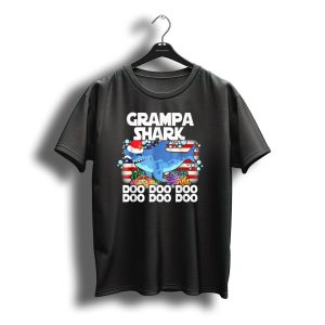 Grampa Shark Doo Doo Christmas Santa Hat Bubbles American Flag Coral Reef T-Shirt