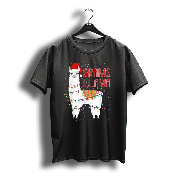 Grams Llama Christmas Santa Hat And Lights T Shirt t shirt 1