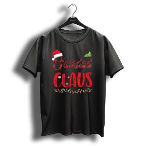 Grandad Claus Merry Christmas Hat Lights Snowflakes Trees T Shirt