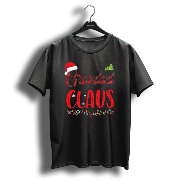 Grandad Claus Merry Christmas Hat Lights Snowflakes Trees T Shirt 1 t shirt 1